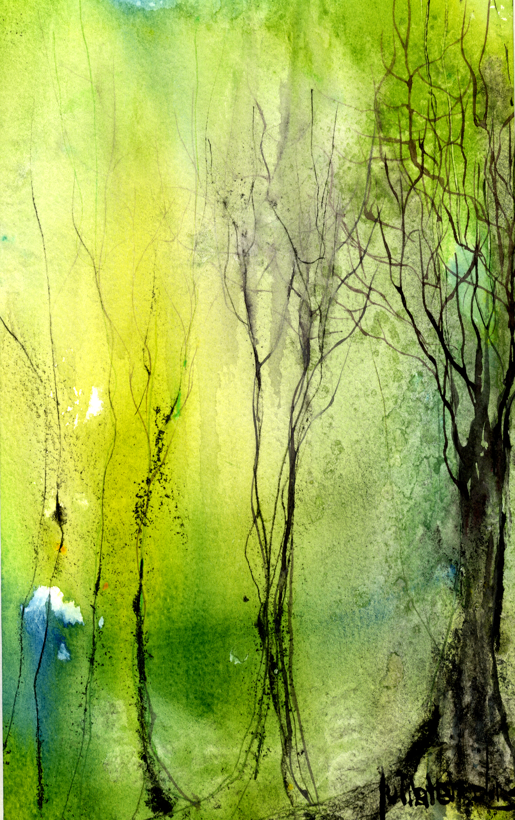 As if in a dream — atmospheric watercolour by Julia Harris, Welsh artist