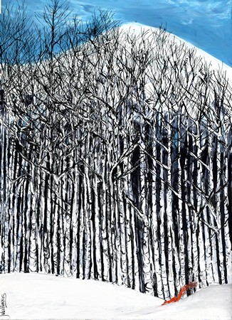 Beech Hill landscape — watercolour painting by Julia Harris, Welsh artist