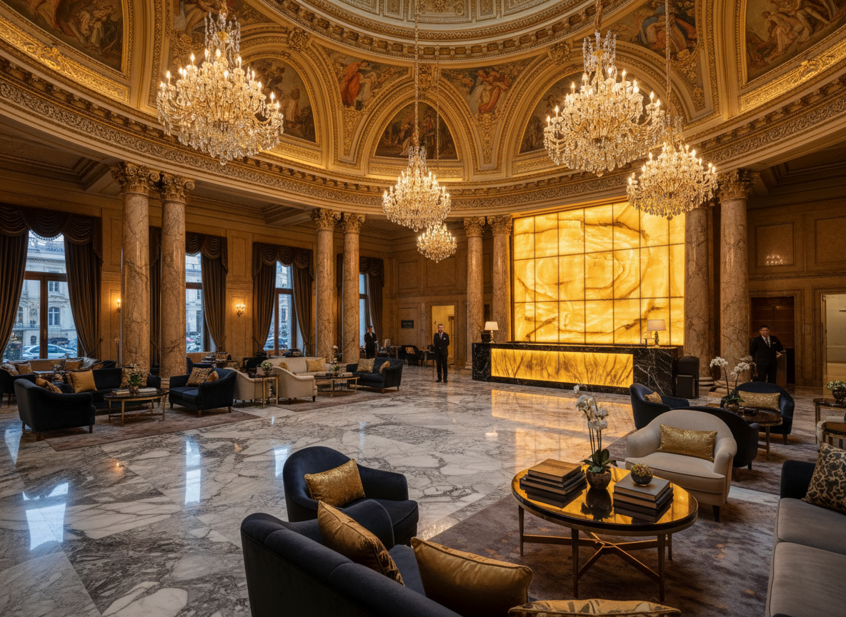 Luxury hotel lobby