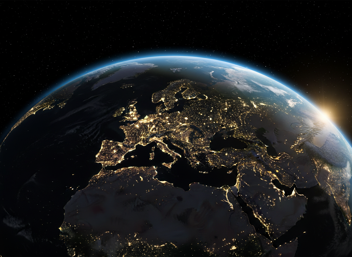 Earth from space with Europe visible