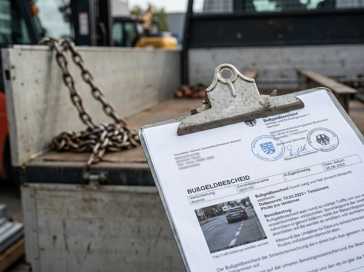 Bußgeldbescheid und Zurrkette – Haftung bei Ladungssicherung nach §22 StVZO