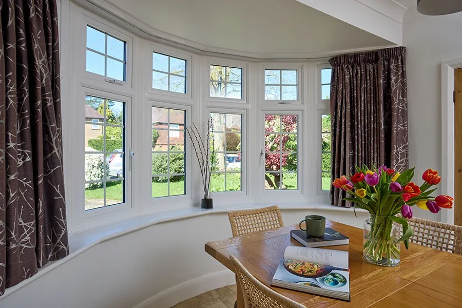 Large white bay window interior view