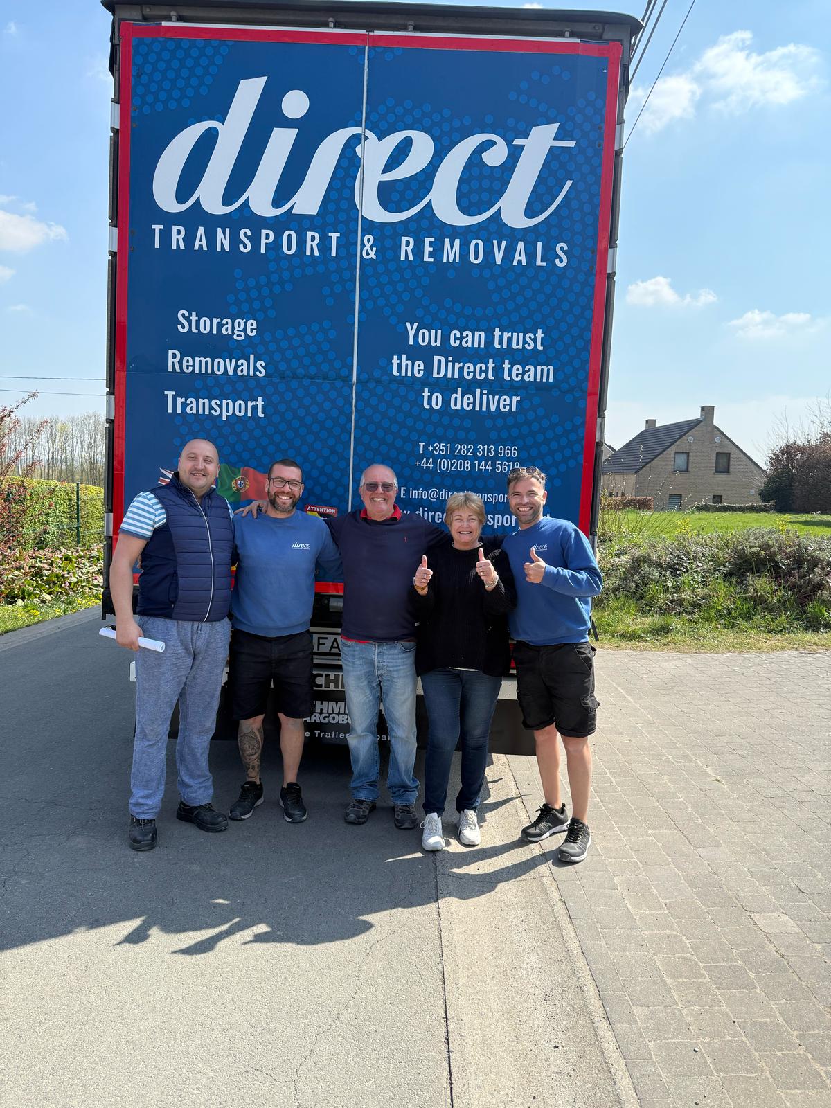 Team with happy customers