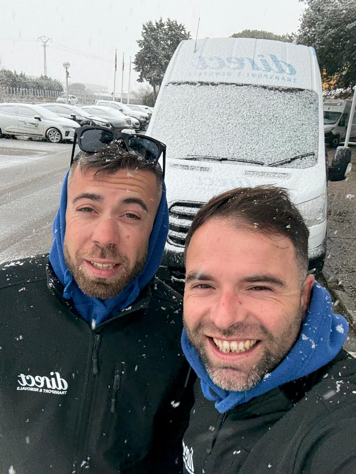 Drivers in the snow