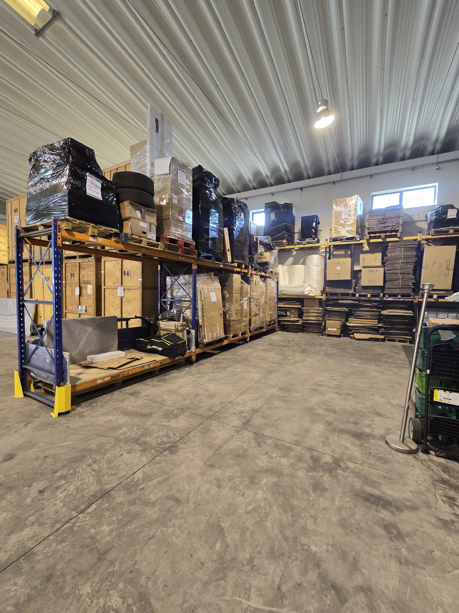 Warehouse racking with goods