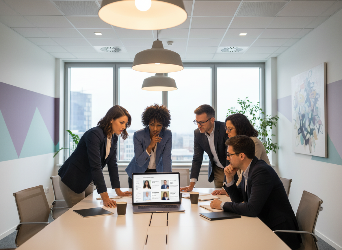 European employer reviewing candidate profiles on CareerGate platform