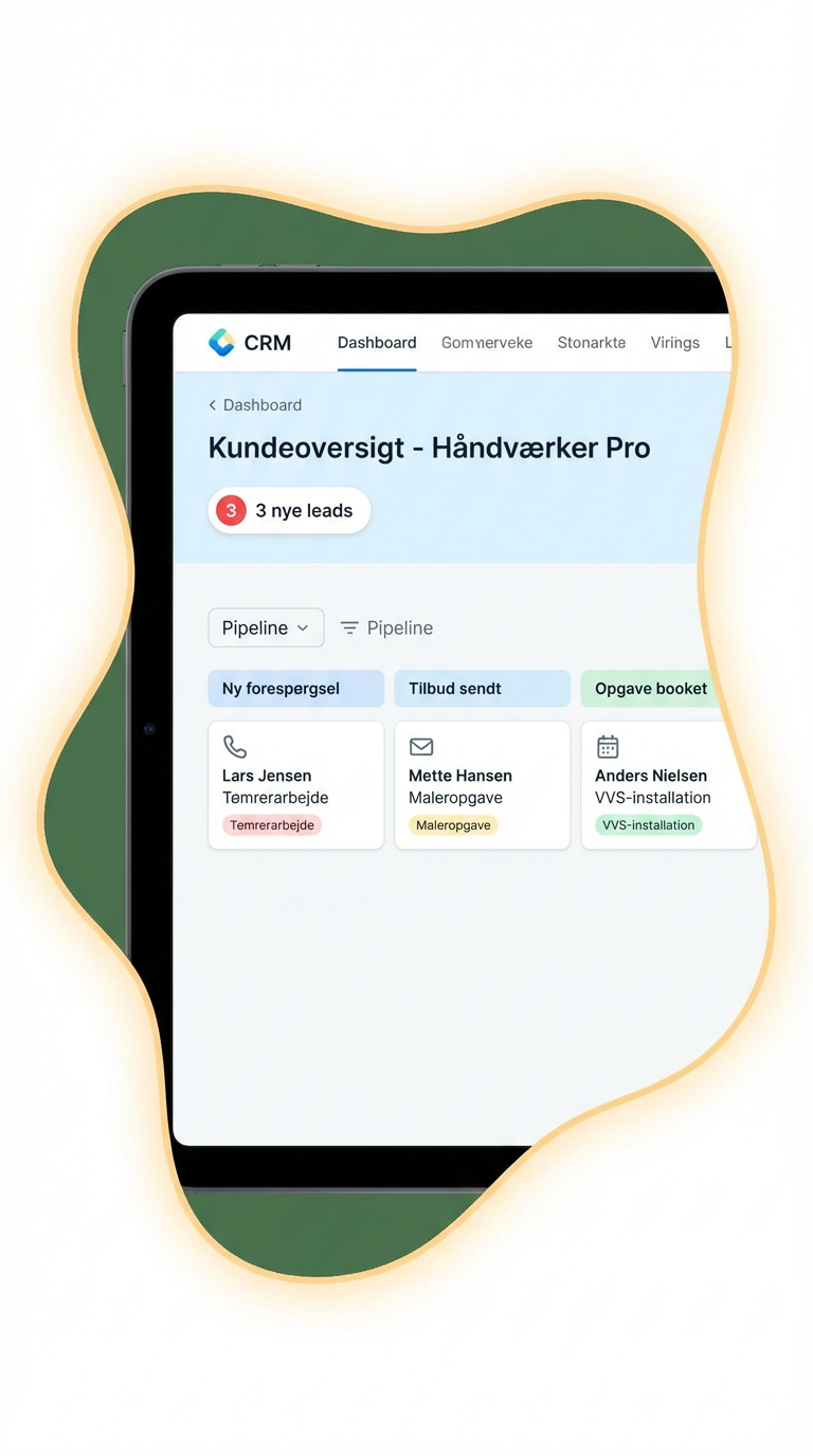 Cliro CRM mobil app med samlet kundeoverblik, leads og opfølgning for håndværkere og lokale servicevirksomheder