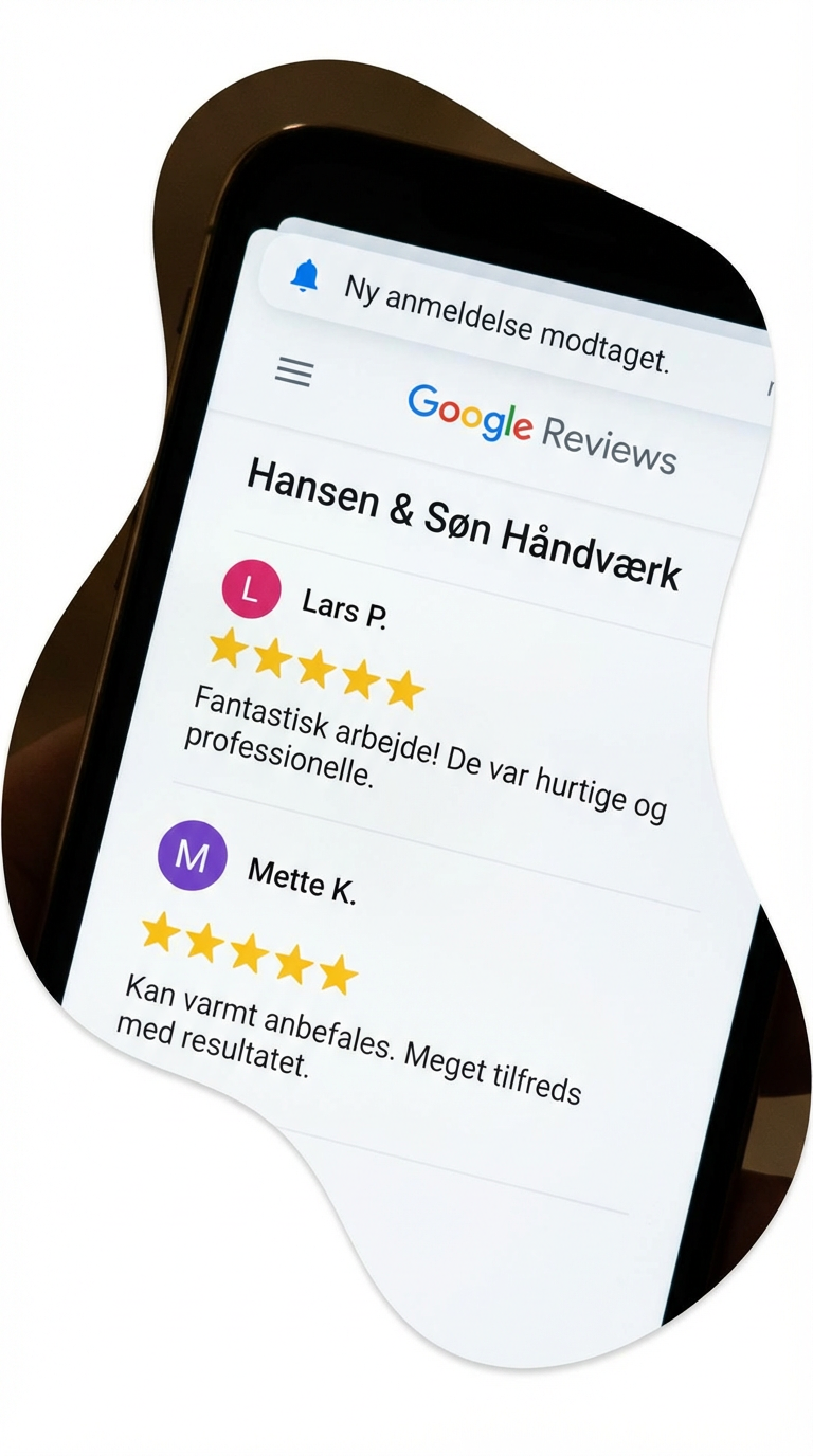 Automatisk indsamling af Google 5-stjernede anmeldelser for håndværkere - Cliro lokal SEO og omdømme management i Danmark