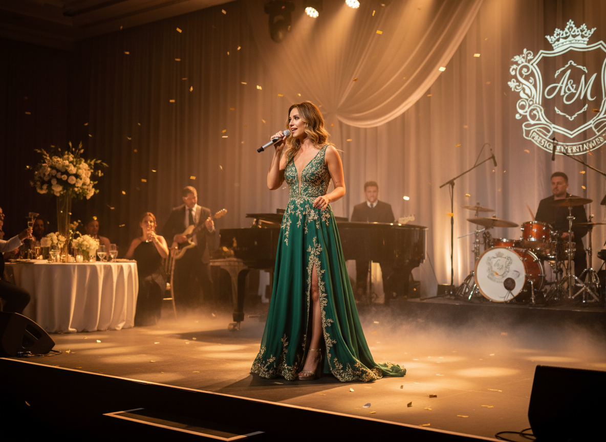 Professional singer performing at a luxury event