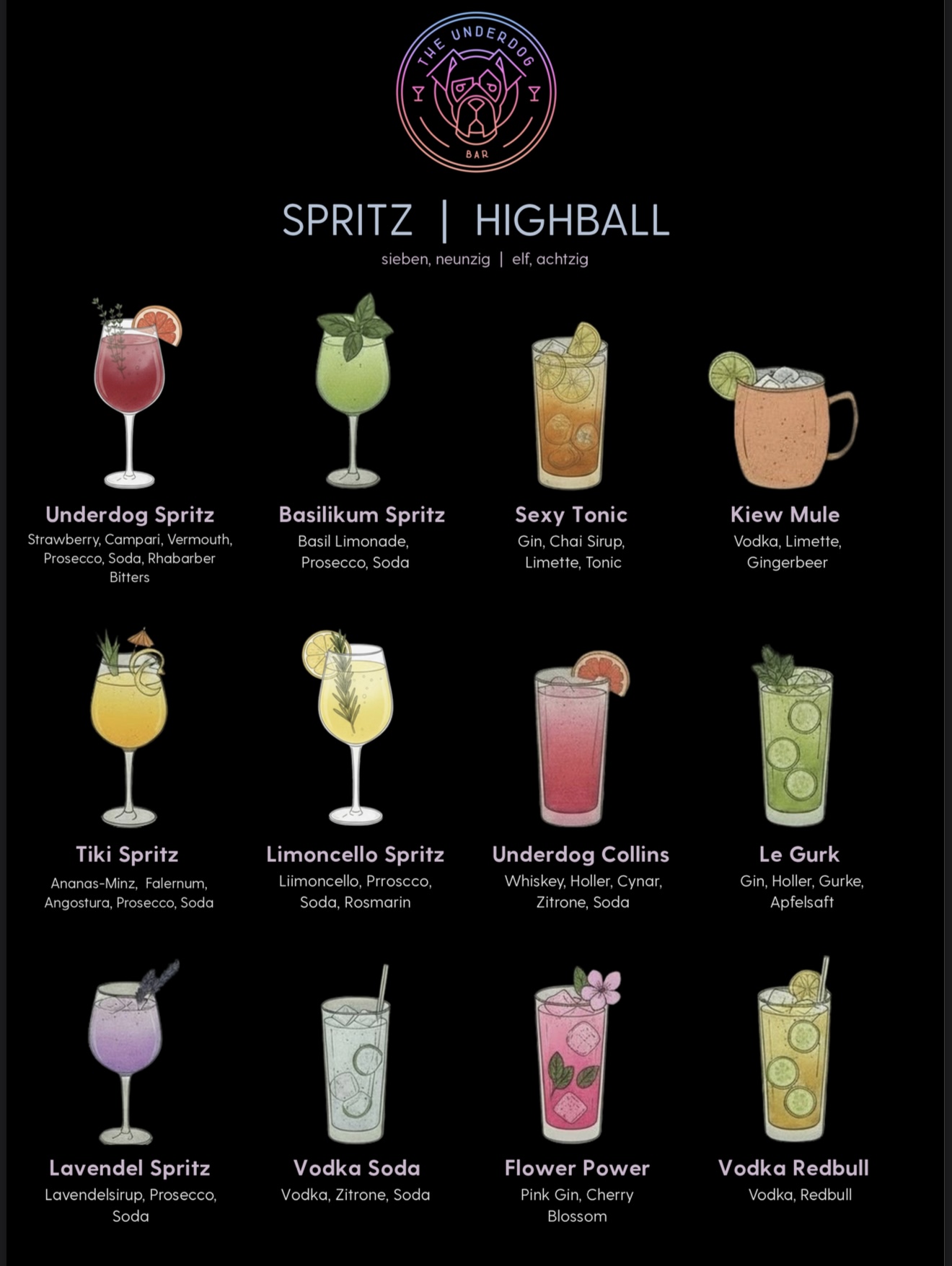 Spritz & Highball MenĂĽkarte