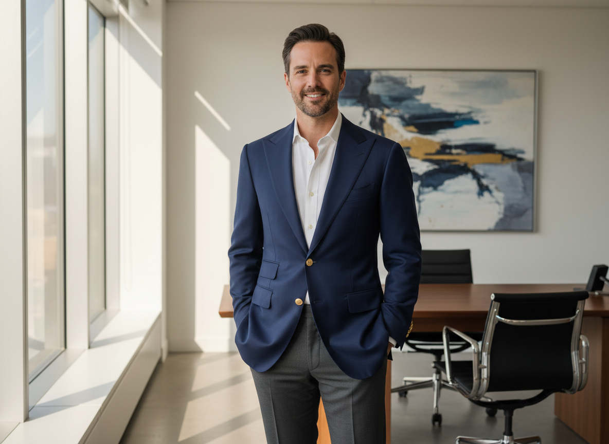 Homme avec blazer sur mesure