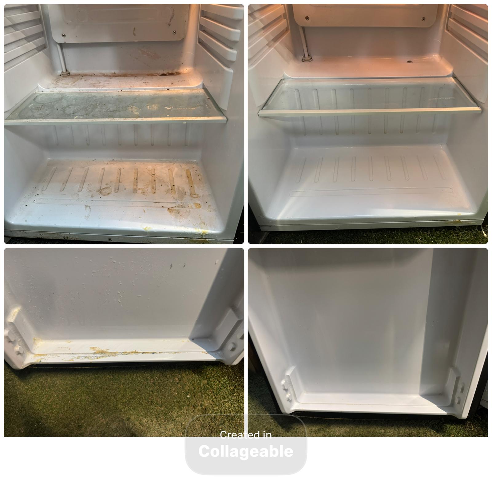 Fridge interior before and after deep clean