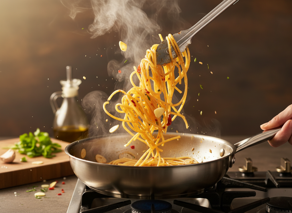 Combine pasta and sauce in the pan