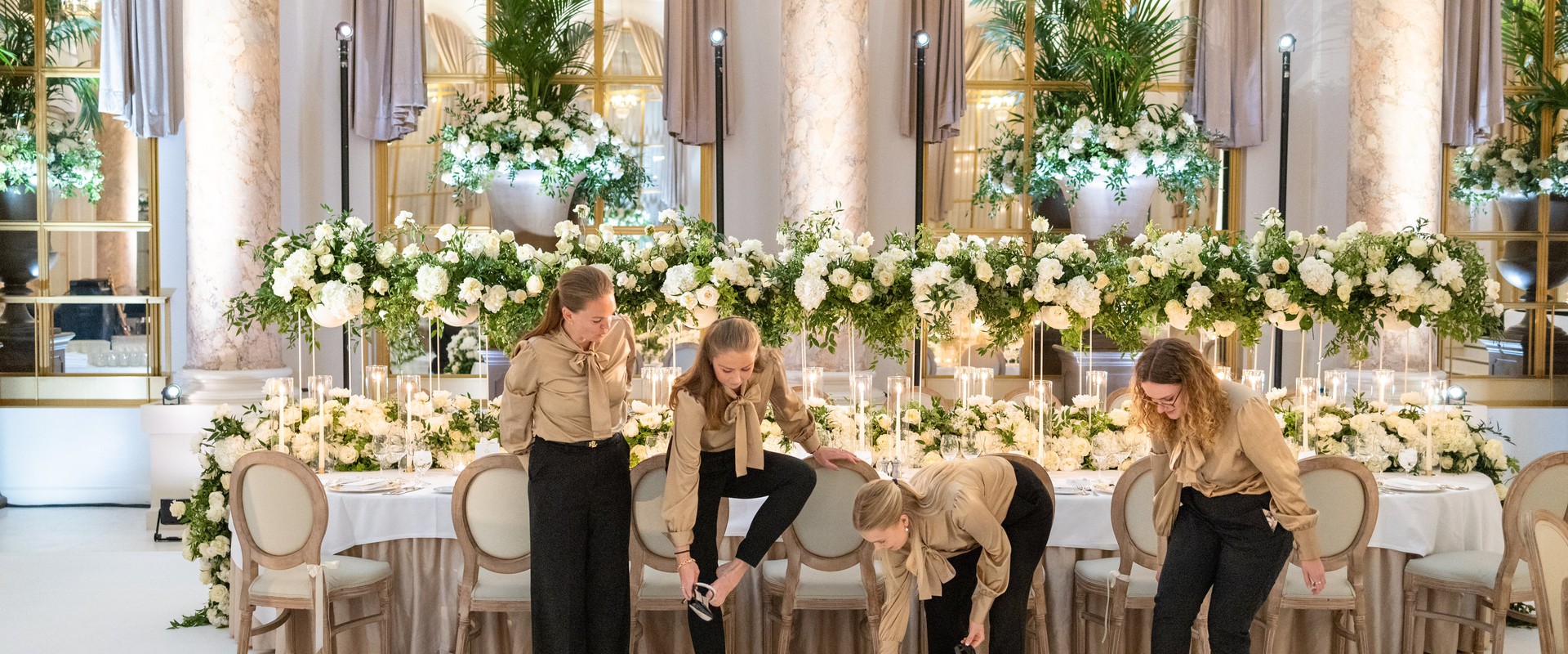 The team preparing a grand celebration