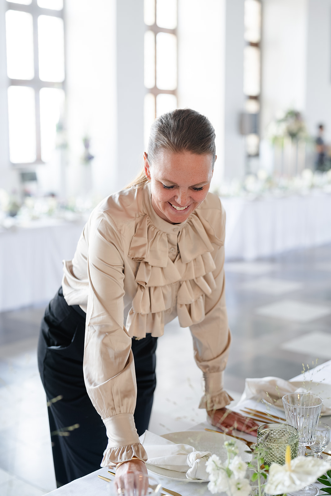 Christel styling the table at Kronborg Castle