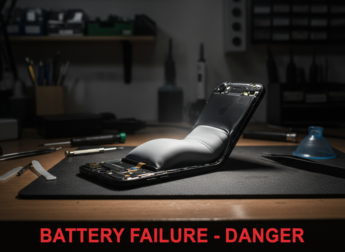 Smartphone with swollen battery lifting the back cover