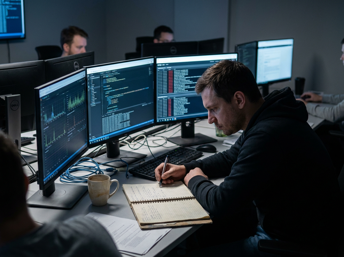 Cybersecurity analyst monitoring threats in a security operations environment