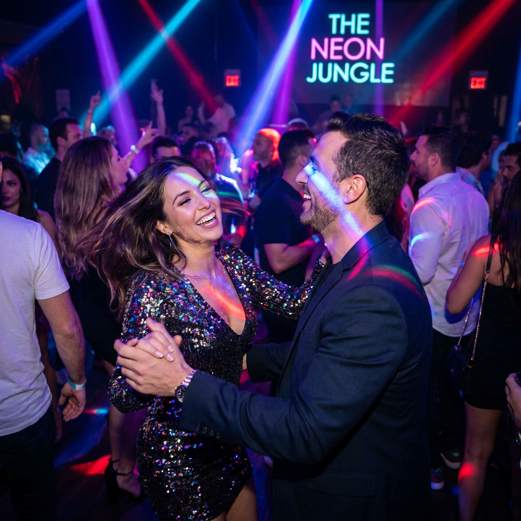 A couple dancing and laughing