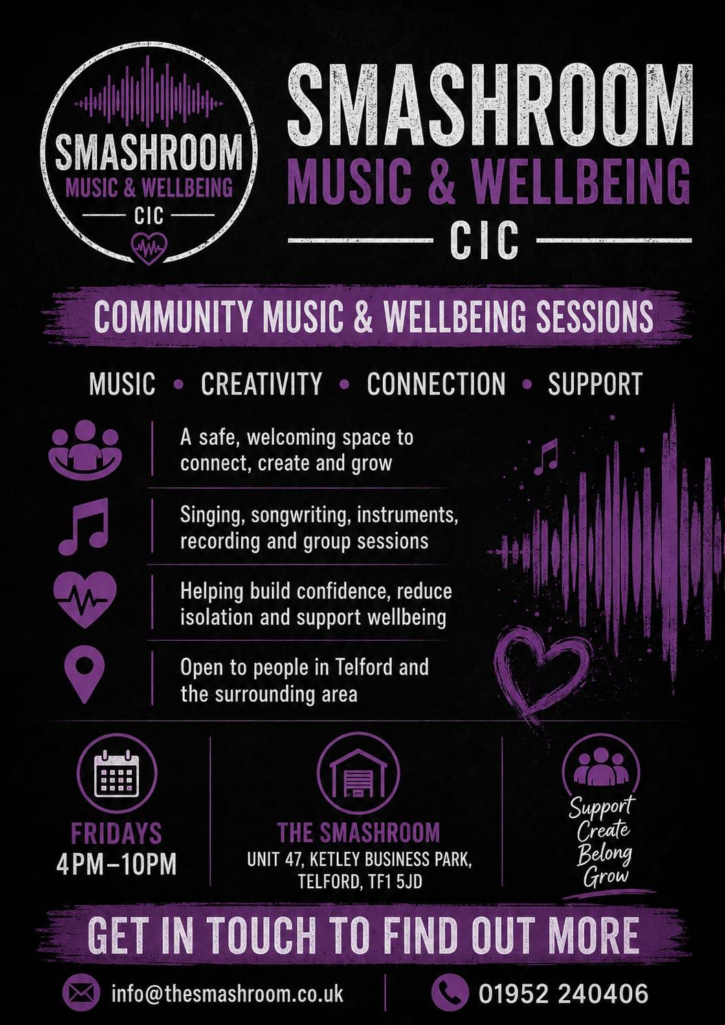 Smashroom Music and Wellbeing CIC flyer