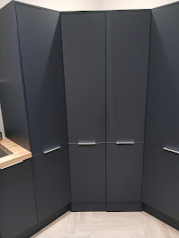 Bespoke dark kitchen cabinet installation by Woodgate Joinery Glasgow
