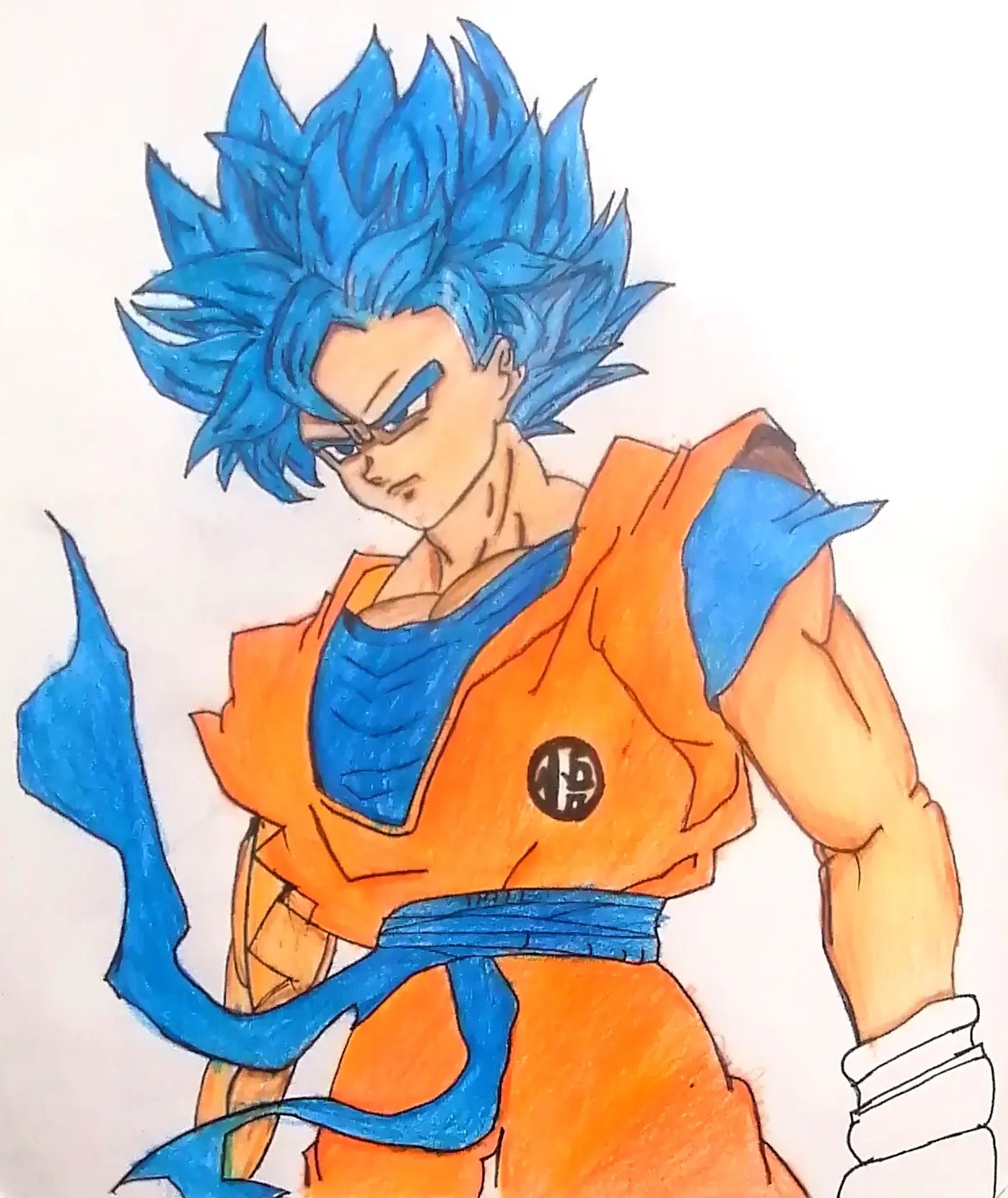 Goku Super Saiyan Blue — illustrazione a colori, lavoro degli allievi