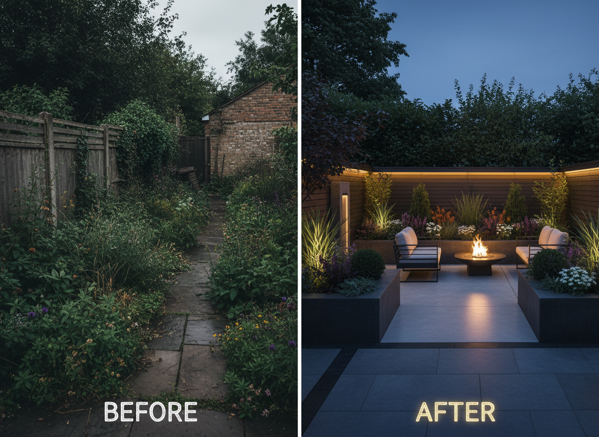 Garden renovation transformation — before and after garden makeover by Wicked Gardens LTD South East London