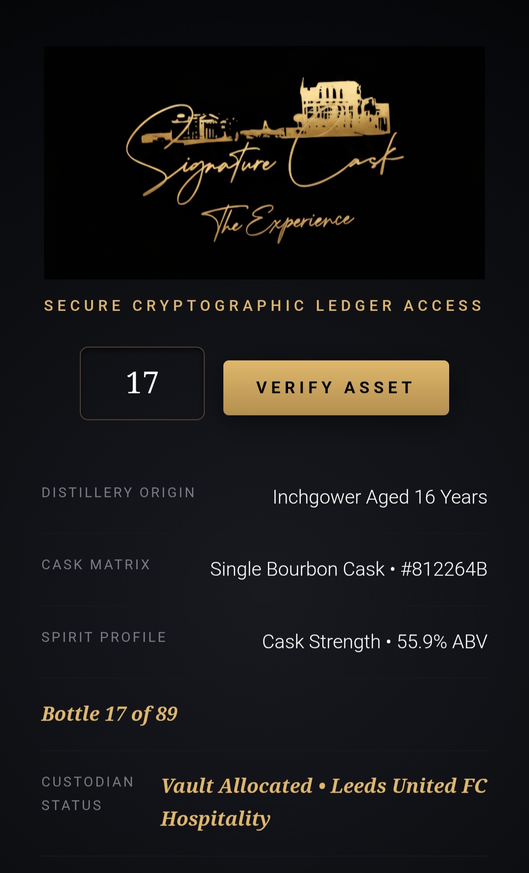 The Signature Cask Digital Ledger