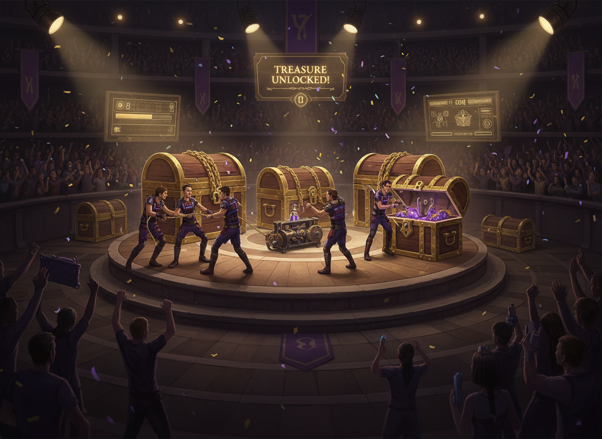 Beat the Chest team building event with teams unlocking treasure chests through challenges