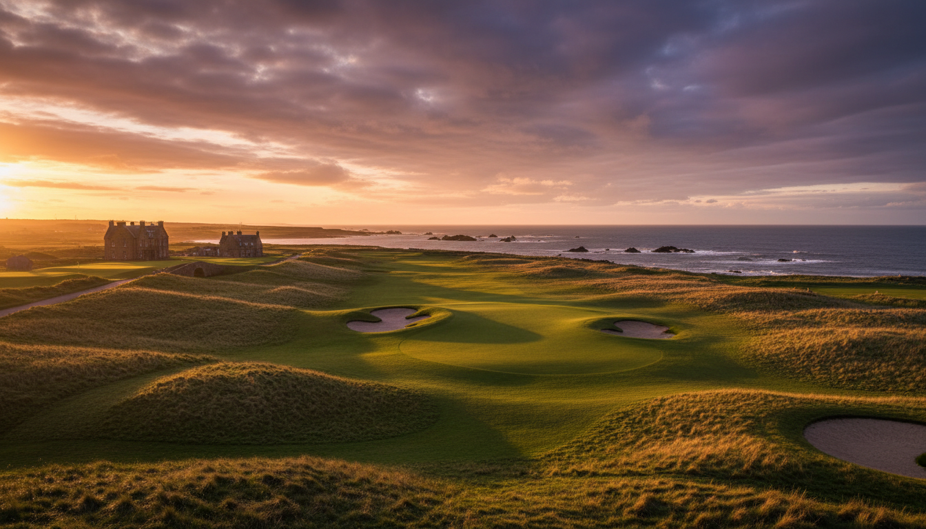 St Andrews golf links with coastal sea view