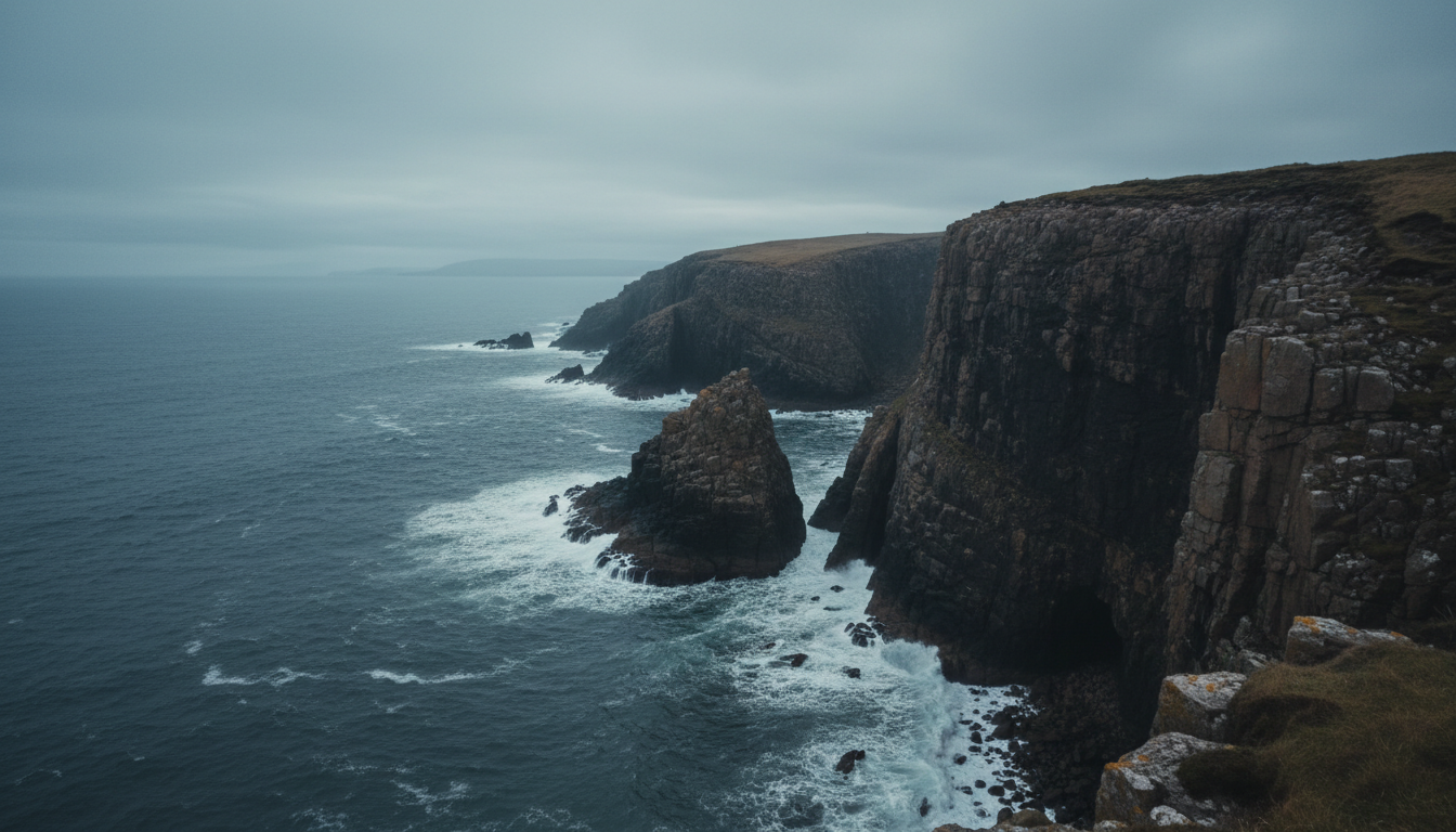 Aberdeen granite coastline and North Sea
