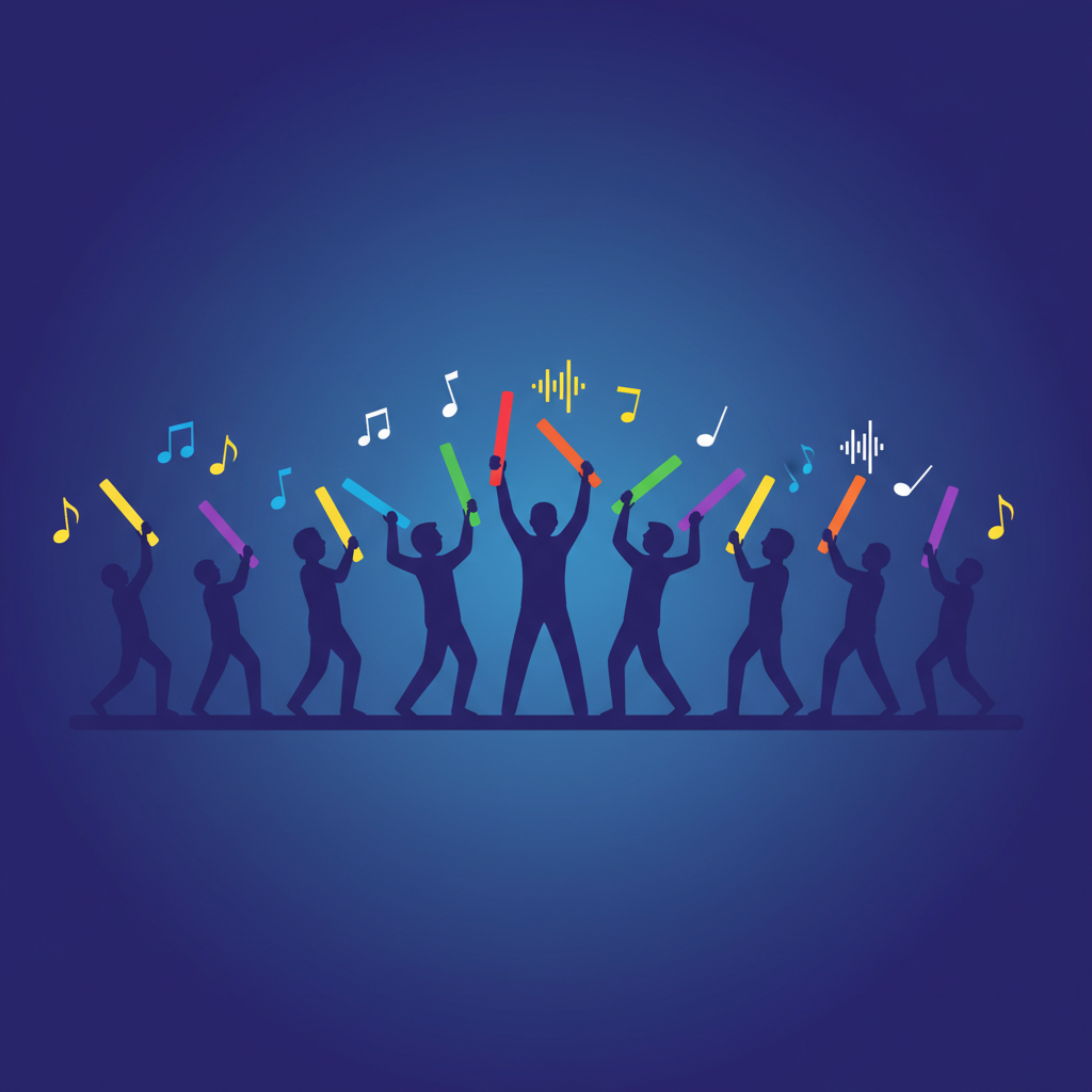 Boomwhackers corporate team building event \u2014 teams creating music with colourful tubes