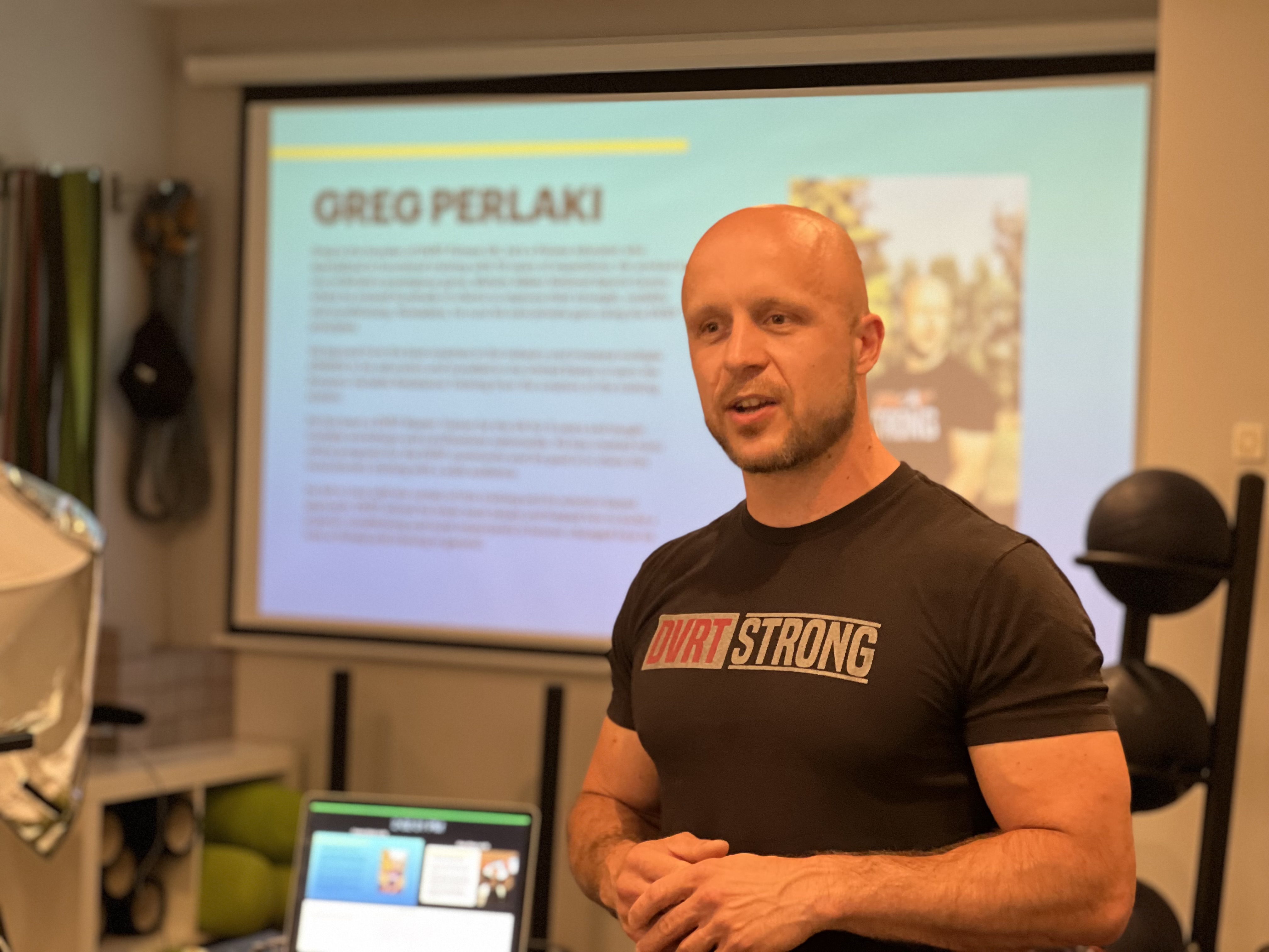 Greg Perlaki presenting at a fitness workshop