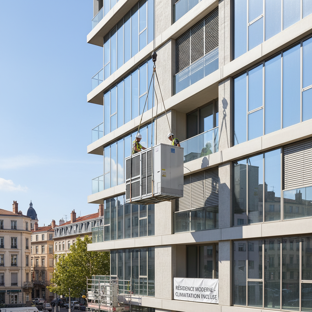 Installation climatisation copropriété loi unité extérieure immeuble façade Lyon