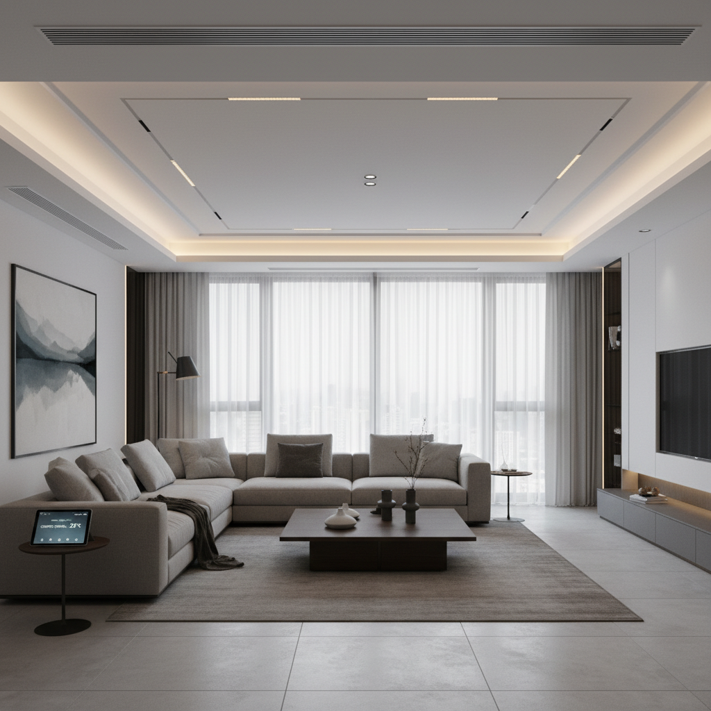 Climatisation réversible gainable invisible intérieur appartement moderne confort