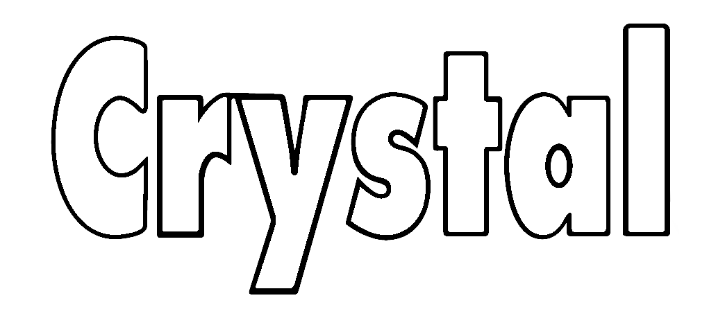 Crystal white logo on dark background