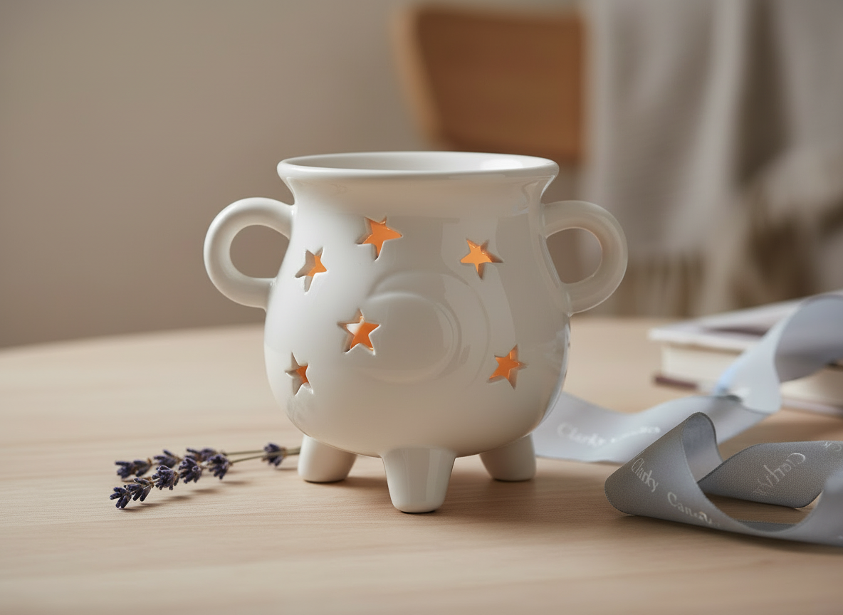 White Cauldron Ceramic Wax Melt Burner