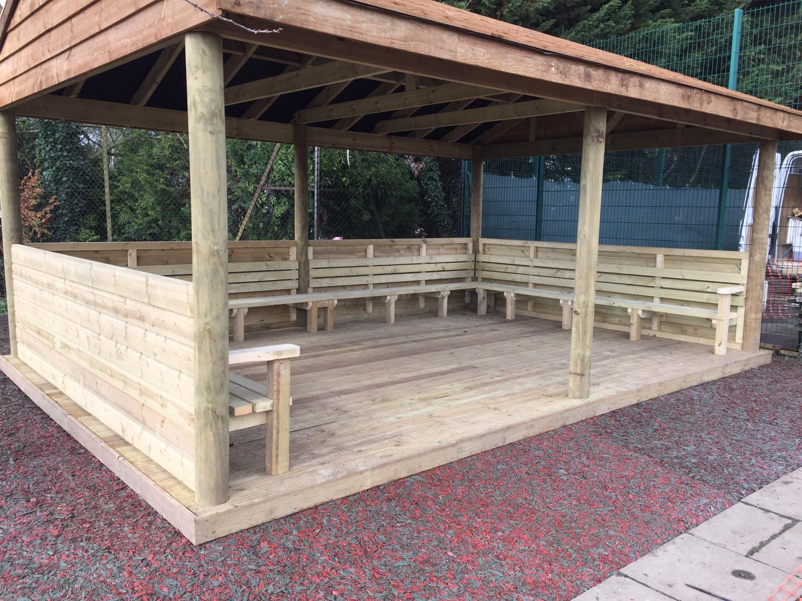 Open-Sided Shelter with Bench Seating