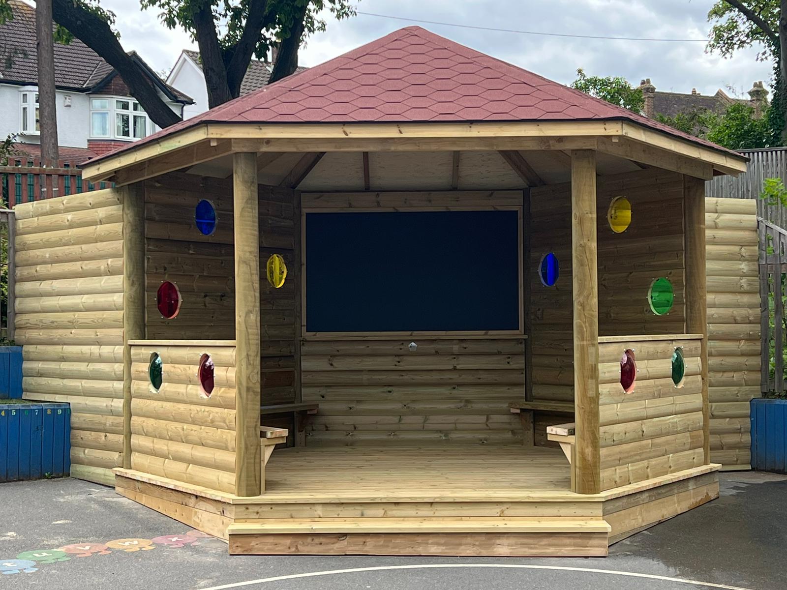 Hexagonal Teaching Shelter with Chalkboard