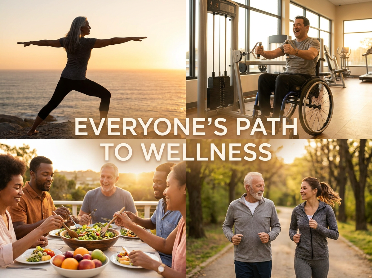 Diverse people on wellness journeys