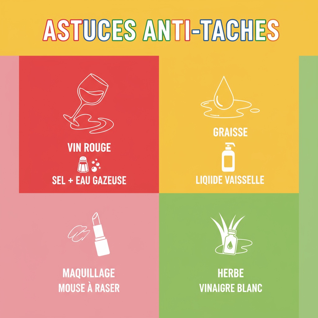 Astuces anti-taches pour vêtements : vin rouge, graisse, maquillage, herbe