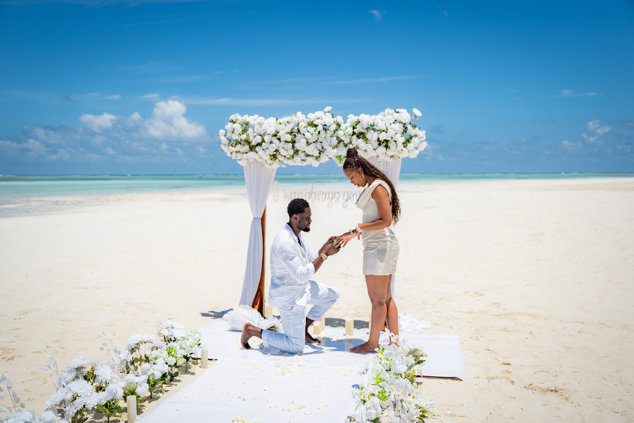Proposal under floral arch Zanzibar
