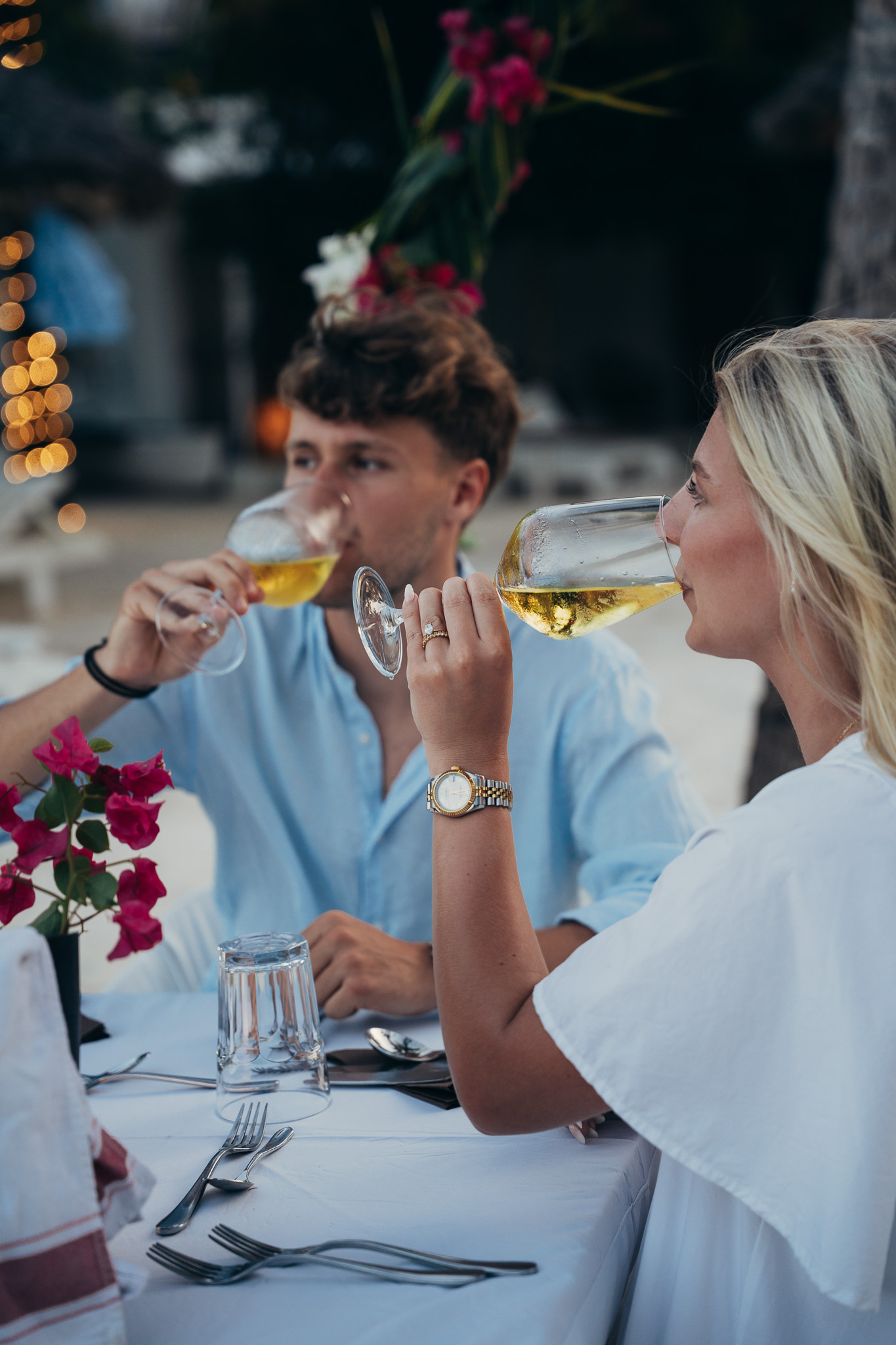 Engaged couple celebrating Zanzibar