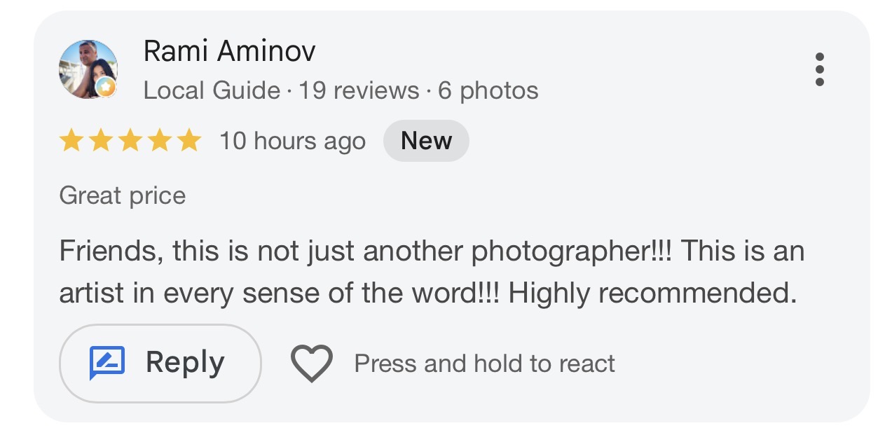 Google review from Rami Aminov