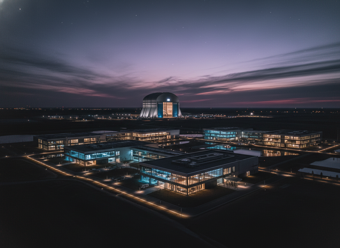OrbitExSpace headquarters campus at dusk