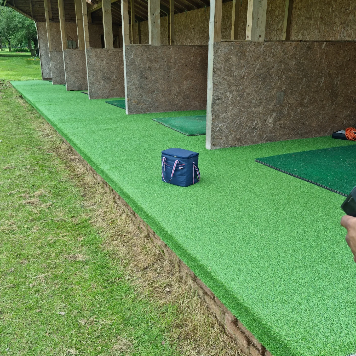 Artificial grass installation at commercial venue