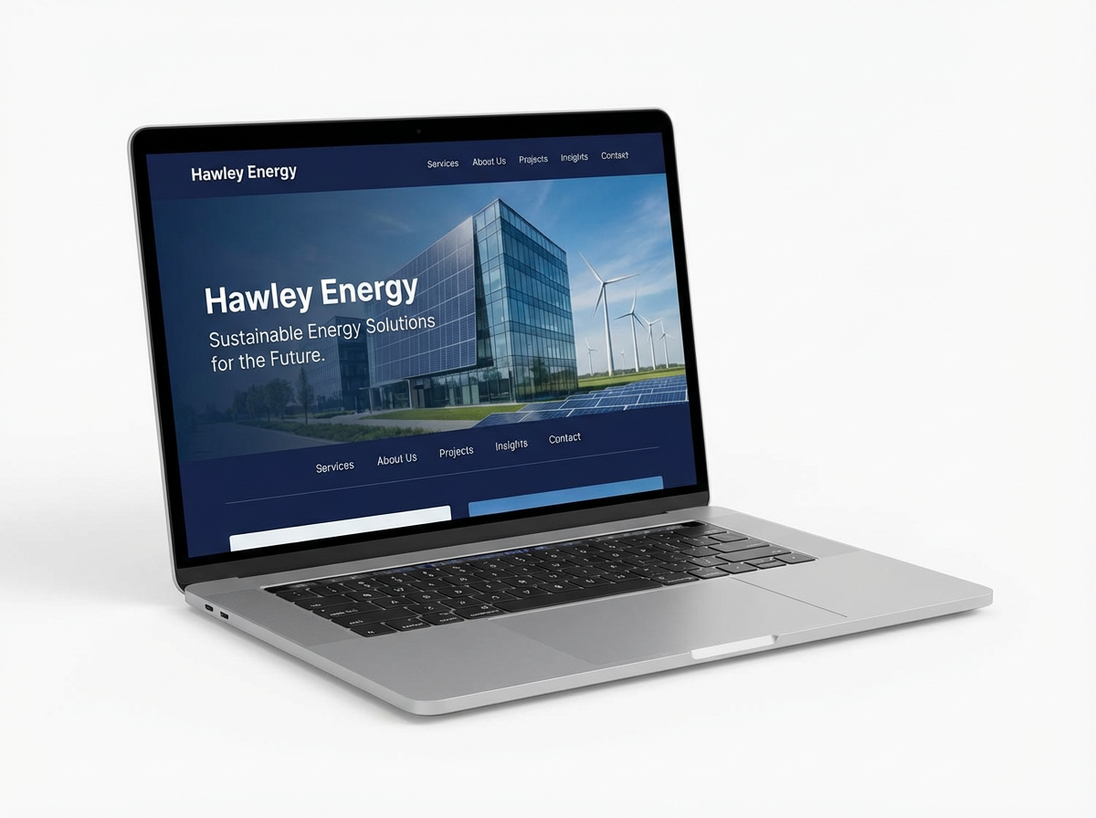 Hawley Energy website screenshot on laptop mockup
