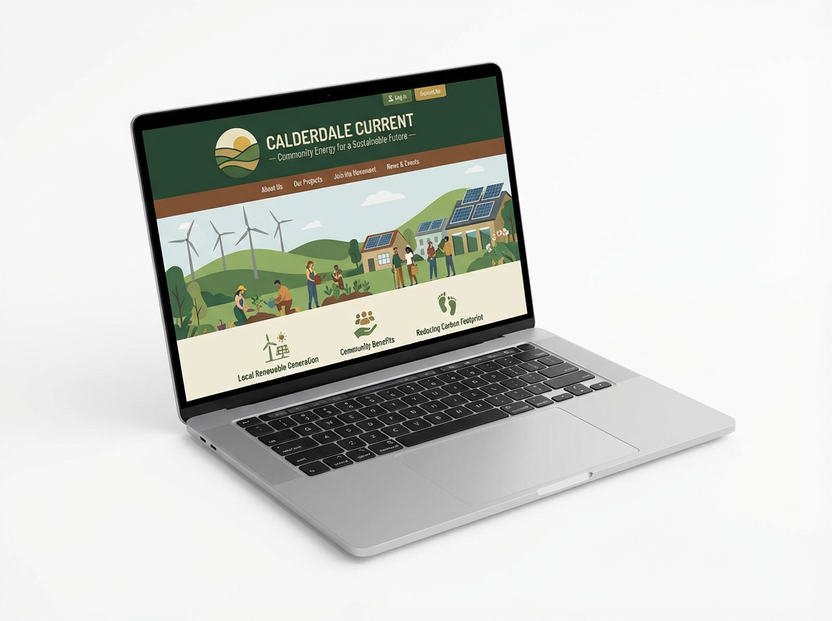 Calderdale Current website screenshot on laptop mockup