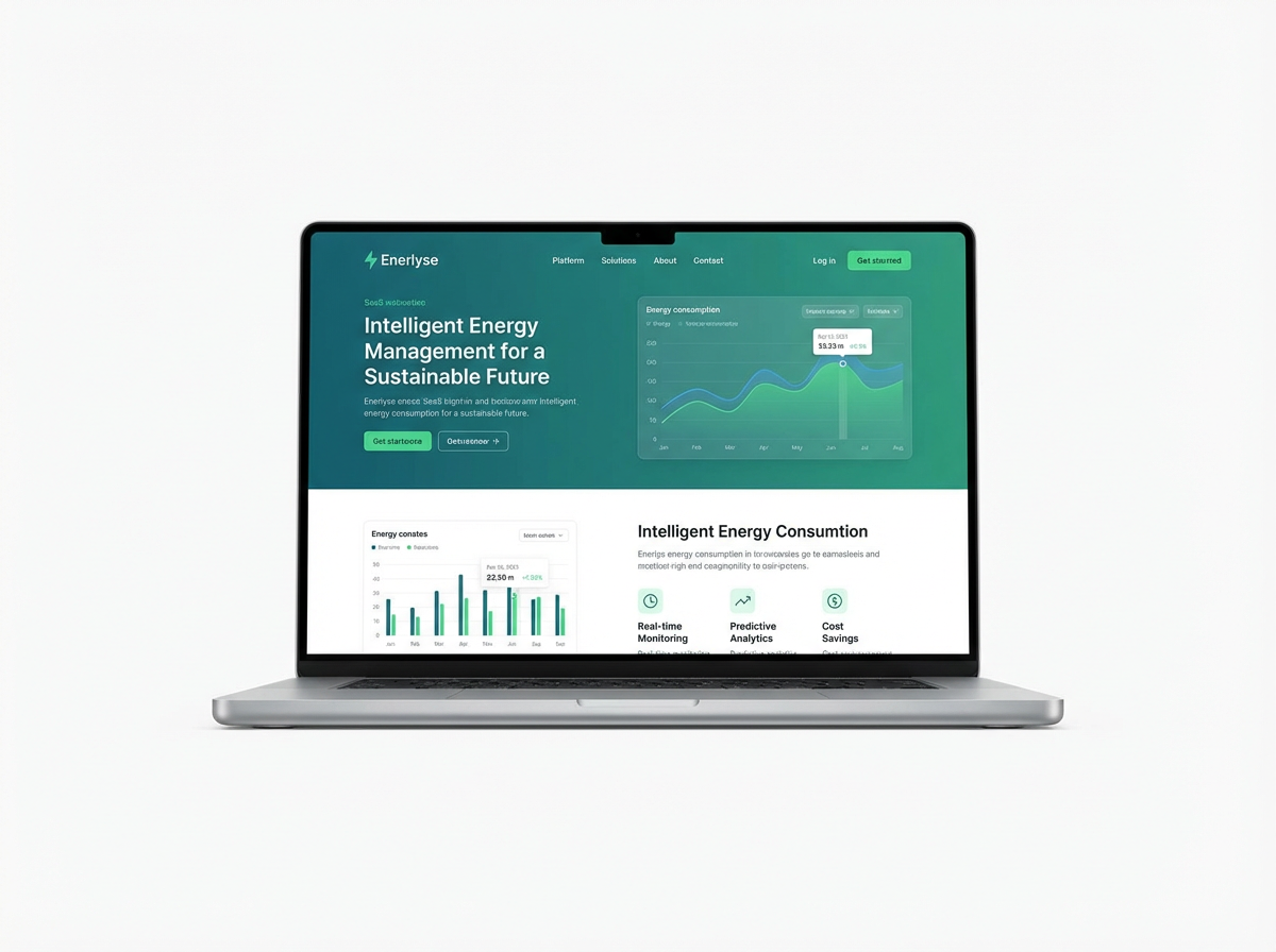 Enerlyse website screenshot on laptop mockup