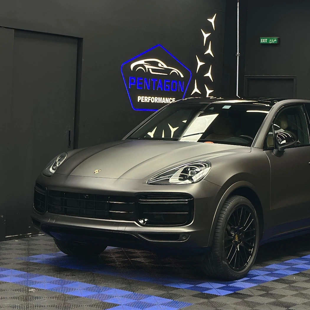 Porsche Cayenne Matte Grey Wrap — Pentagon Performance Dubai