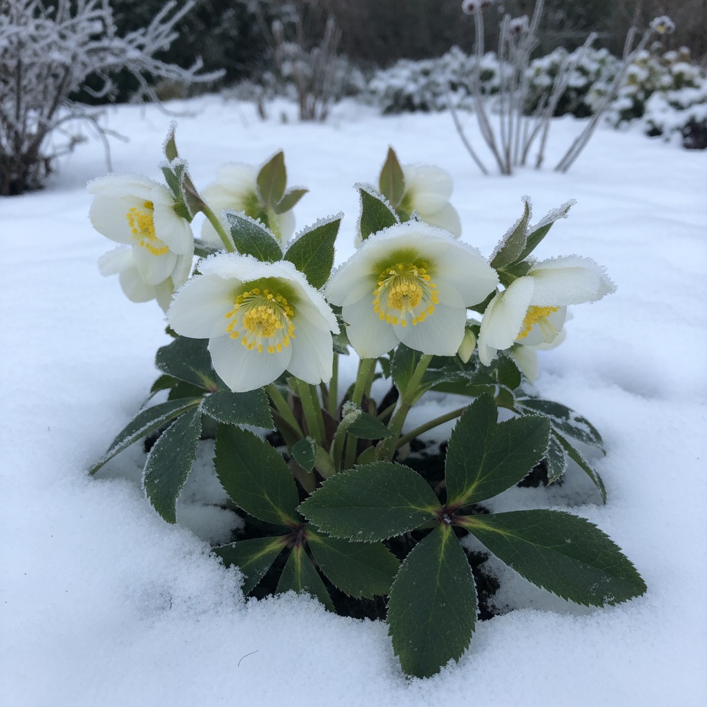 Helleborus blooming in winter